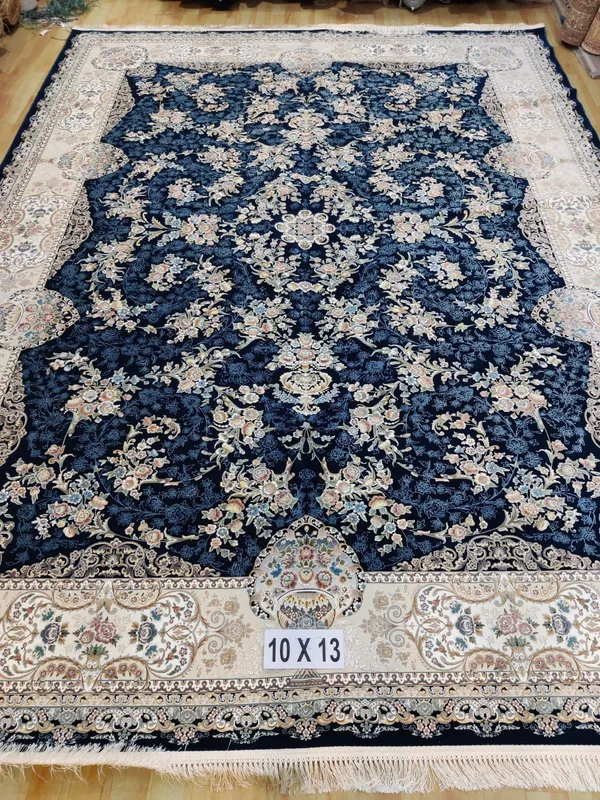 Midnight garden — Pale flowers across a dark field, framed by a floral border